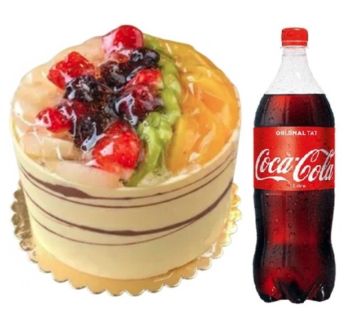 4 ile 6 kişilik karışık mevsim meyveli yaş pasta 1 lt cola en ekonomik tatlı sipariş paketi. Siirt pasta