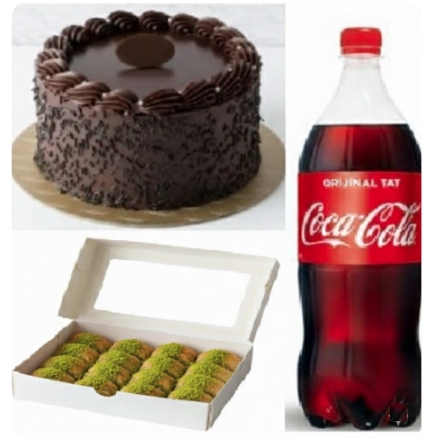 9-10 Kişilik Çikolatalı Yaş Pasta ve 1 kg Fıstıklı Baklava Menüsü Siirt pasta