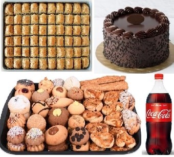 Hepsi Bir Arada Tatlı Paketi: Pasta Kuru Pasta Baklava ve Soğuk Kola Siirt pasta
